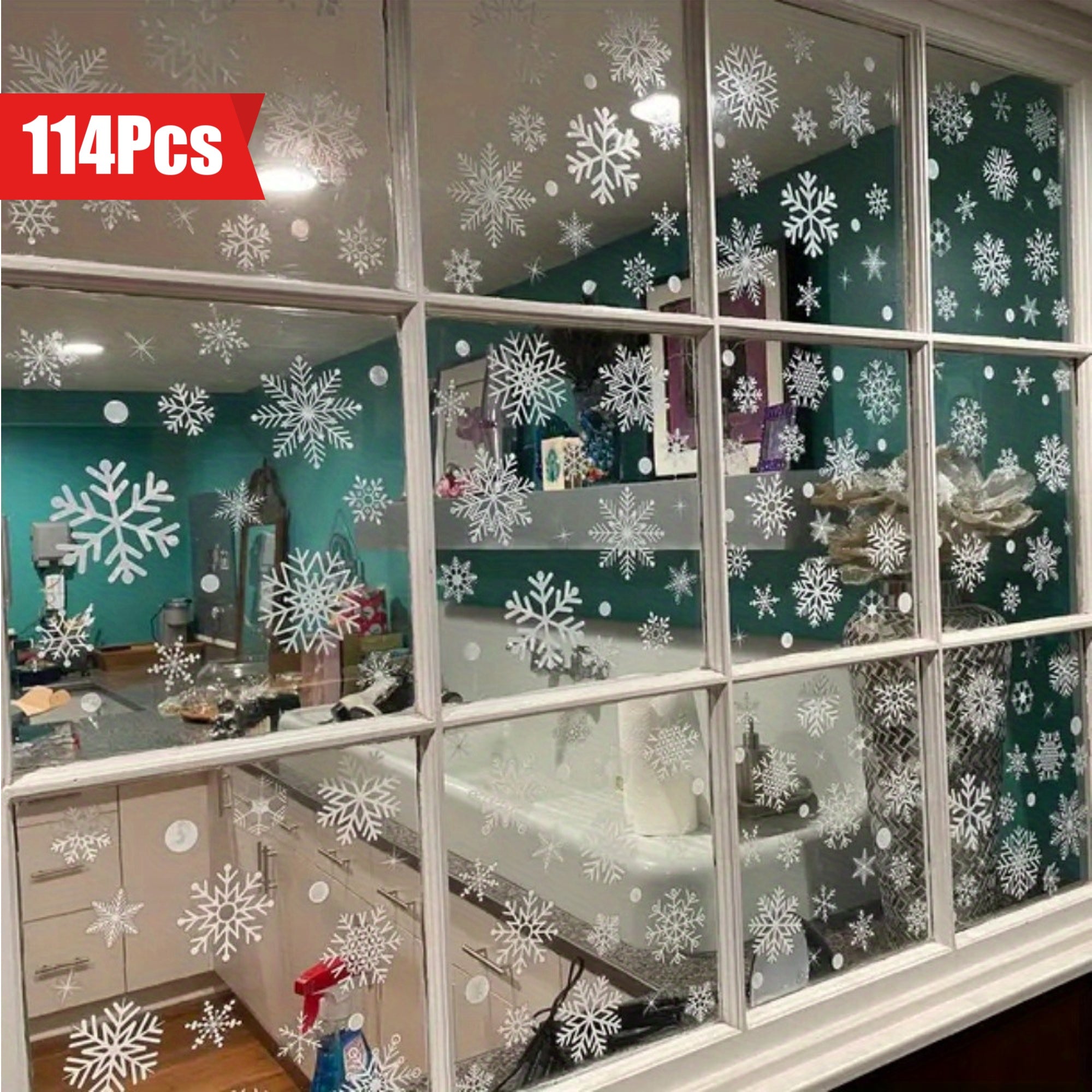 114 Styck Snowflake Fönster Klistermärke